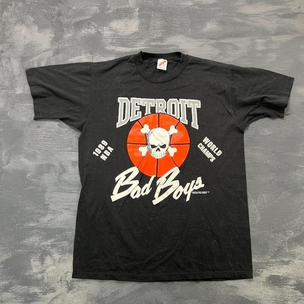 Vintage Detroit Bad Boys Shirt Mens Large Black 1980s